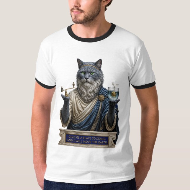 Rysk Blå Archimedes Katt T Shirt (Framsida)