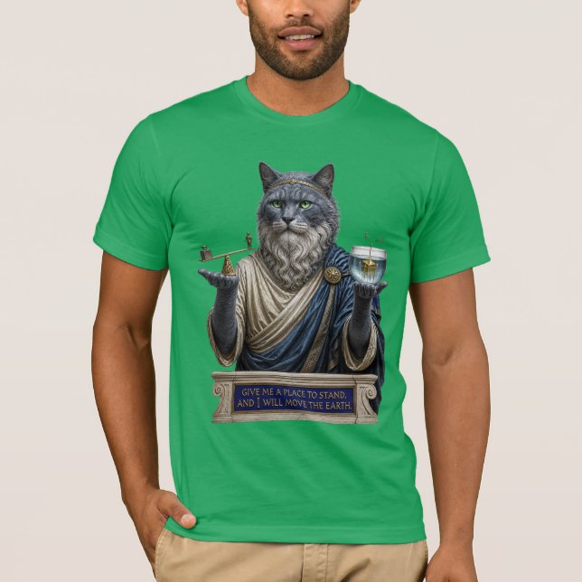 Rysk Blå Archimedes Katt T Shirt (Framsida)