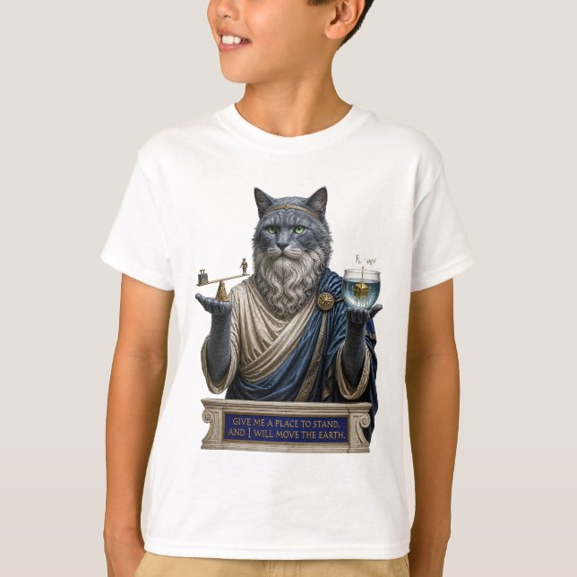 Rysk Blå Archimedes Katt T Shirt (Framsida)