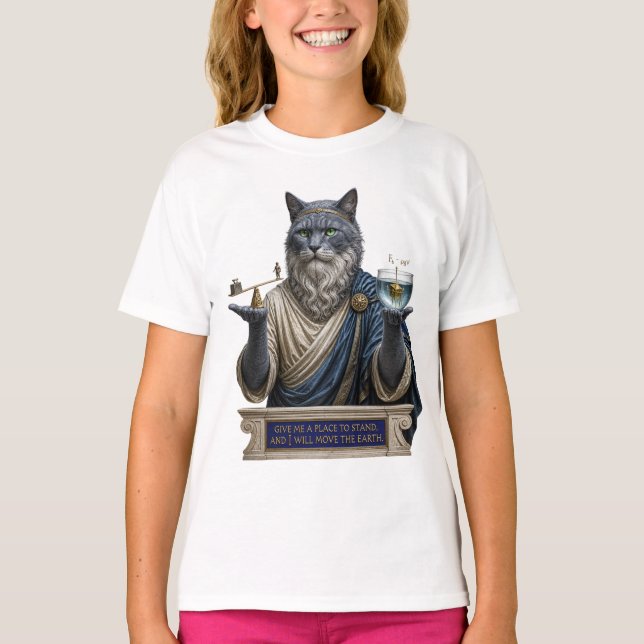 Rysk Blå Archimedes Katt T Shirt (Framsida)