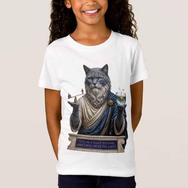 Rysk Blå Archimedes Katt T Shirt (Framsida)