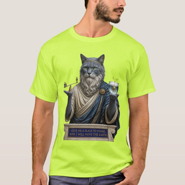 Rysk Blå Archimedes Katt T Shirt (Framsida)