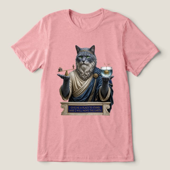 Rysk Blå Archimedes Katt T Shirt (Design Framsida)
