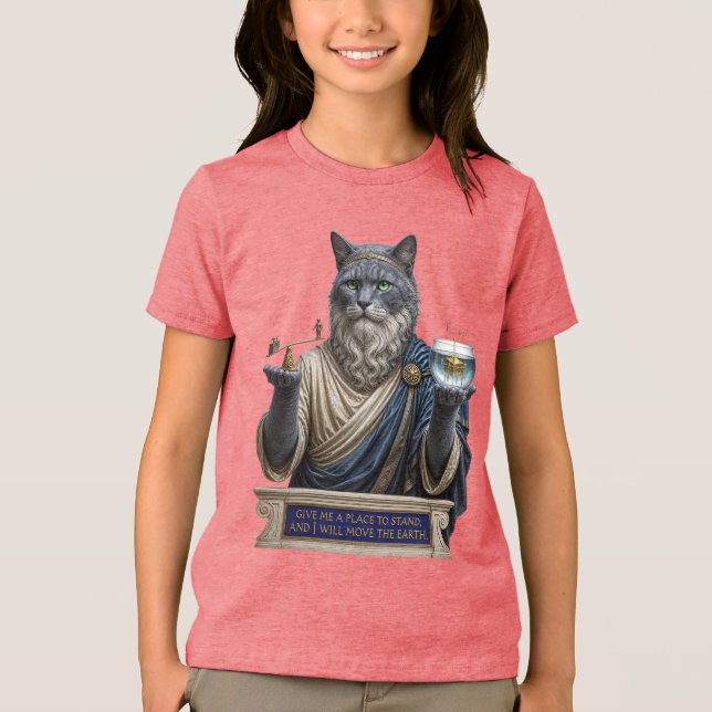 Rysk Blå Archimedes Katt T Shirt (Framsida)