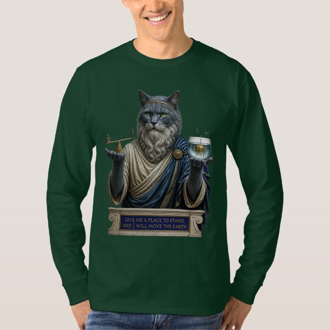 Rysk Blå Archimedes Katt T Shirt (Framsida)