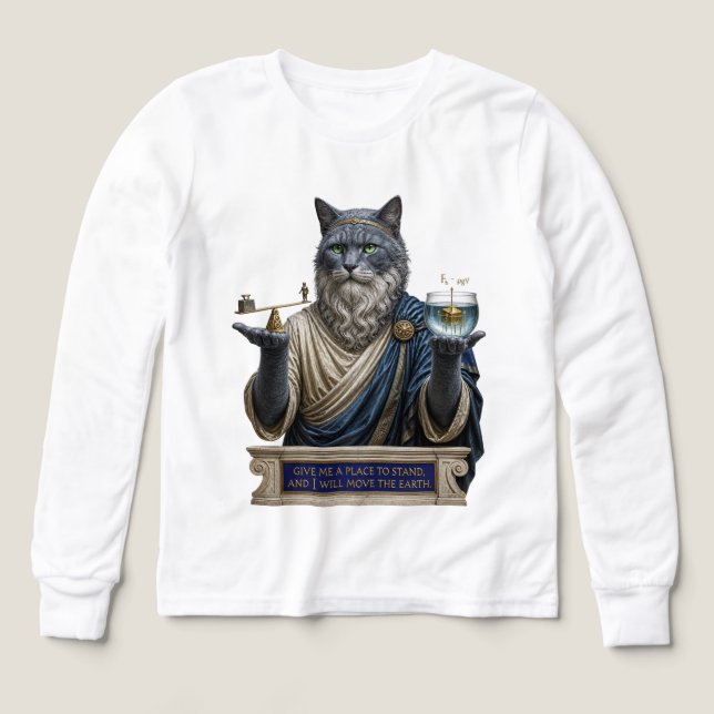 Rysk Blå Archimedes Katt T Shirt (Design framsida)