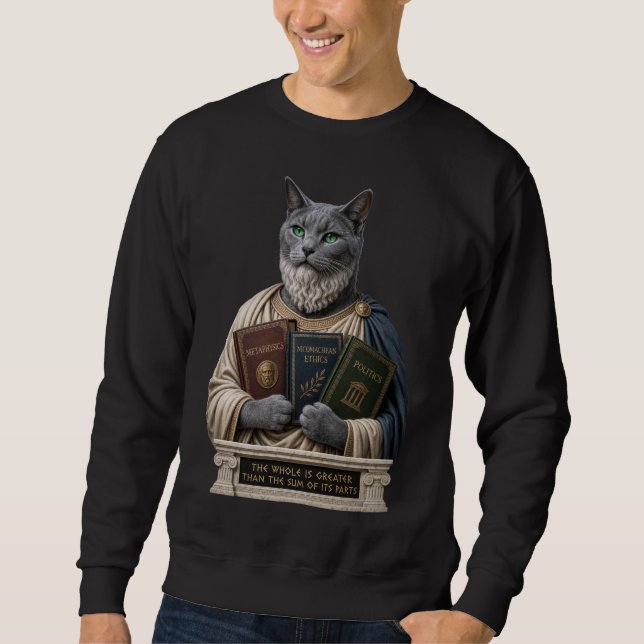 Rysk blå Aristoteles-katt Lång Ärmad Tröja (Framsida)
