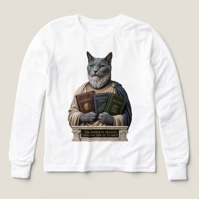 Rysk Blå Aristoteles Katt T Shirt (Design framsida)