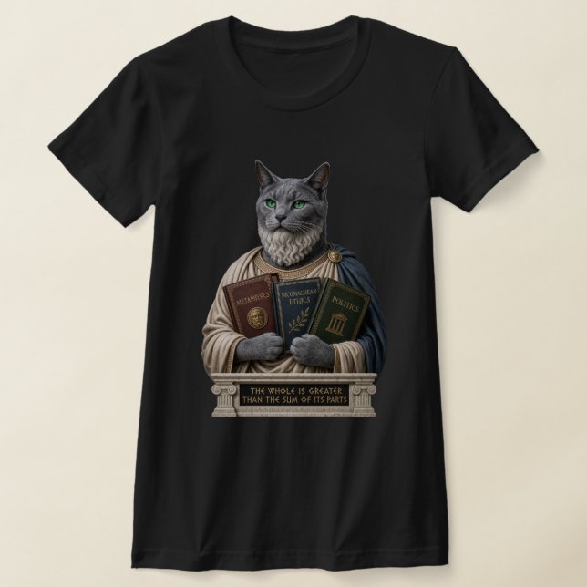 Rysk blå Aristoteles-katt T Shirt (Laydown)