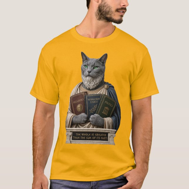 Rysk blå Aristoteles-katt T Shirt (Framsida)