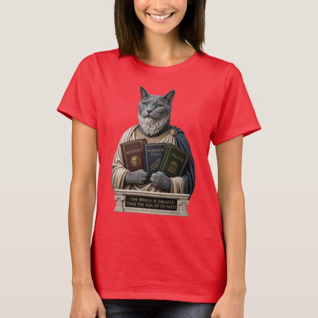 Rysk blå Aristoteles-katt T Shirt (Framsida)