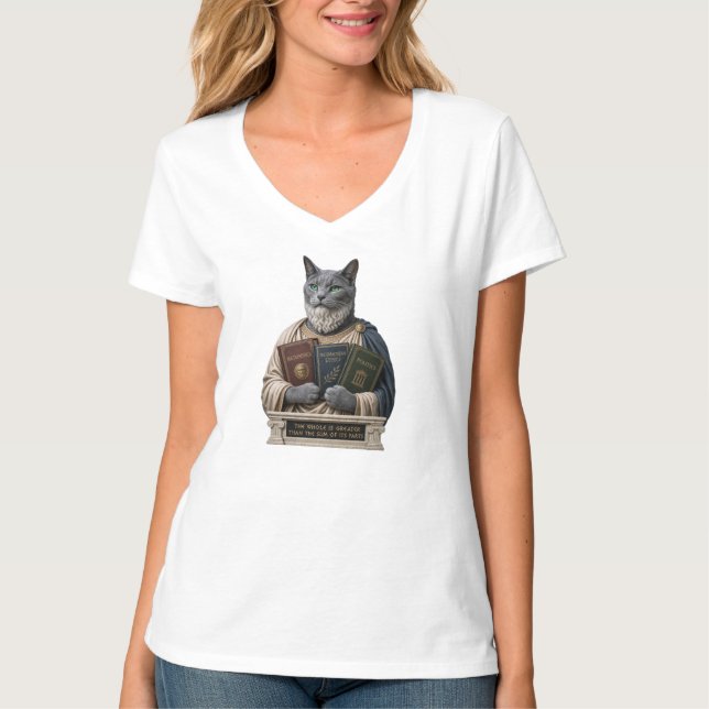 Rysk blå Aristoteles-katt T Shirt (Framsida)