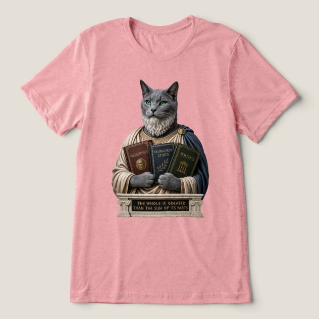 Rysk Blå Aristoteles Katt T Shirt (Design Framsida)