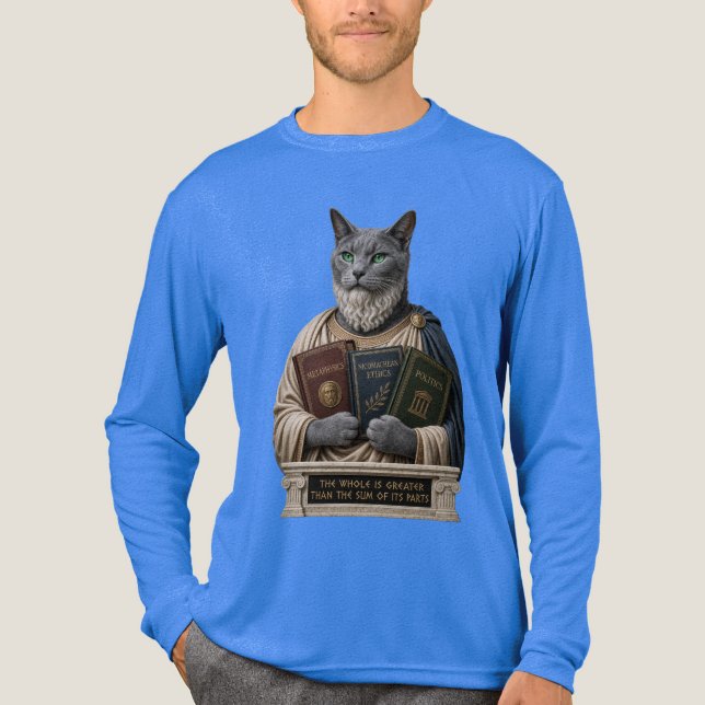 Rysk blå Aristoteles-katt T Shirt (Framsida)