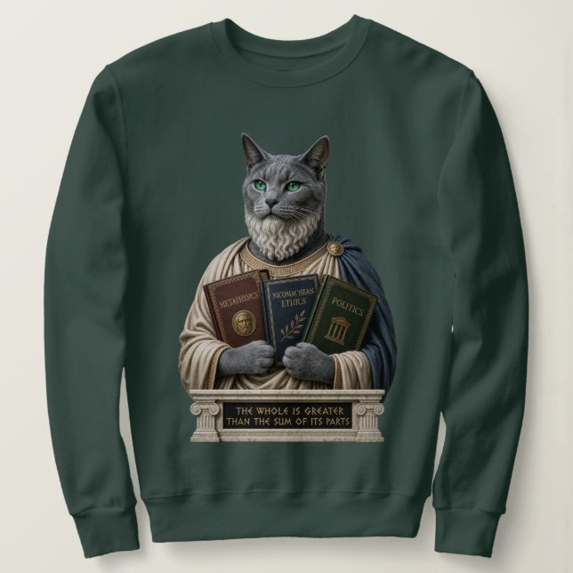 Rysk Blå Aristoteles Katt T Shirt (Design framsida)