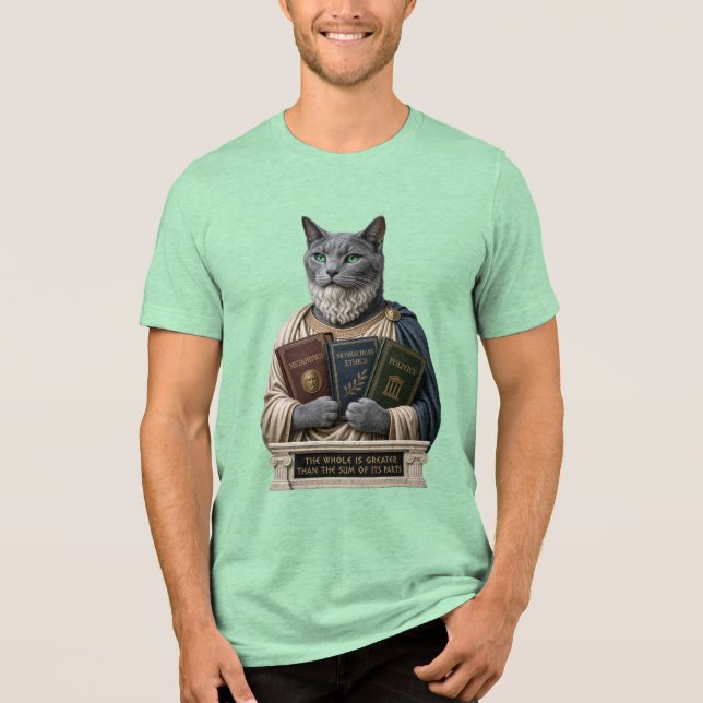 Rysk Blå Aristoteles Katt T Shirt (Framsida)