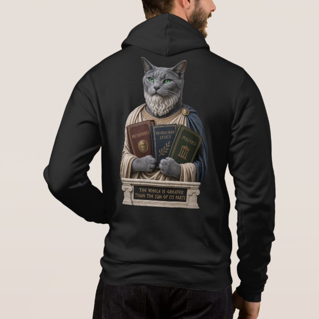 Rysk Blå Aristoteles Katt T Shirt (Baksida)