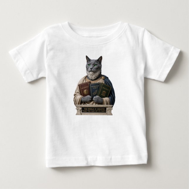 Rysk Blå Aristoteles Katt T Shirt (Framsida)