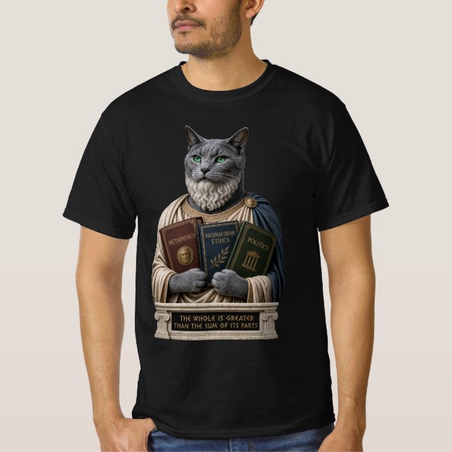 Rysk blå Aristoteles-katt T Shirt (Framsida)
