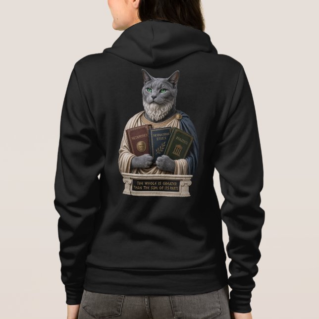 Rysk Blå Aristoteles Katt T Shirt (Baksida)
