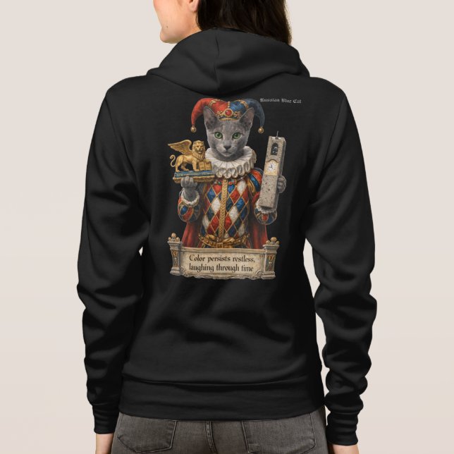 Rysk Blå Arlequin Katt T Shirt (Baksida)