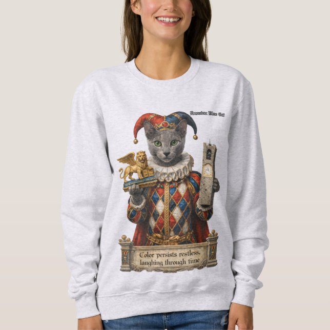 Rysk Blå Arlequin Katt T Shirt (Framsida)