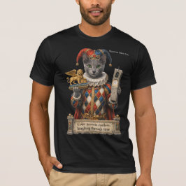 Rysk Blå Arlequin Katt T Shirt
