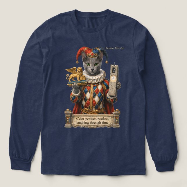 Rysk Blå Arlequin Katt T Shirt (Design framsida)