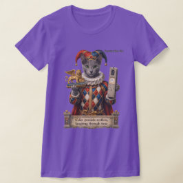Rysk Blå Arlequin Katt T Shirt