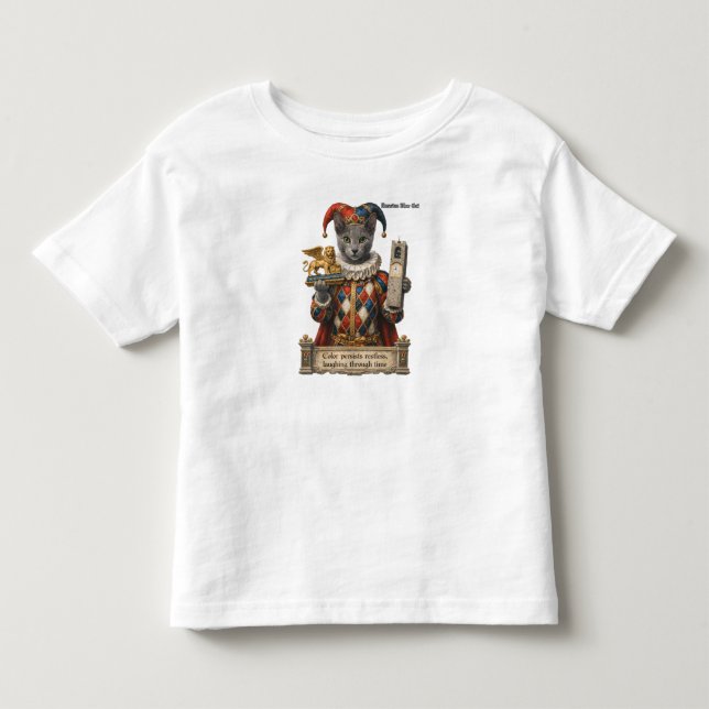 Rysk Blå Arlequin Katt T Shirt (Framsida)