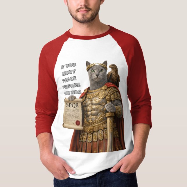 Rysk blå Caesar Katt T Shirt (Framsida)