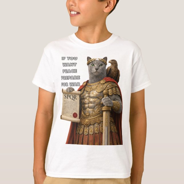 Rysk blå Caesar Katt T Shirt (Framsida)