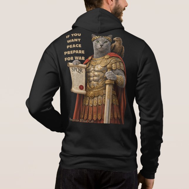 Rysk blå Caesar Katt T Shirt (Baksida)