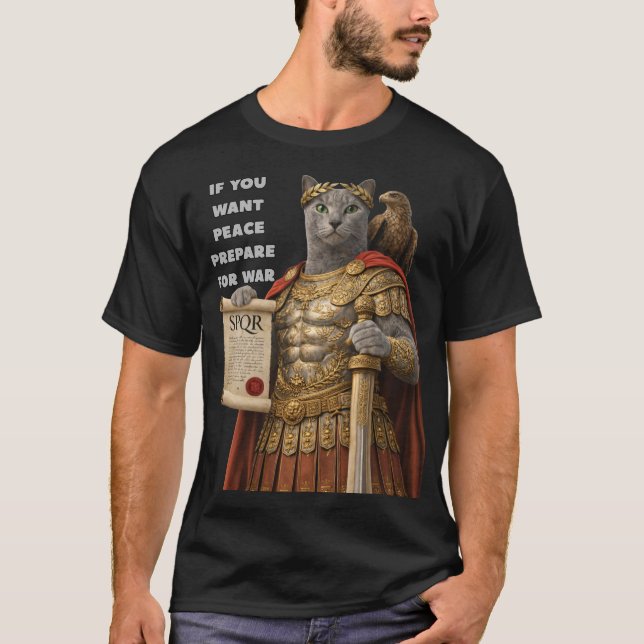 Rysk blå Caesar Katt T Shirt (Framsida)
