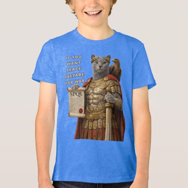 Rysk blå Caesar Katt T Shirt (Framsida)