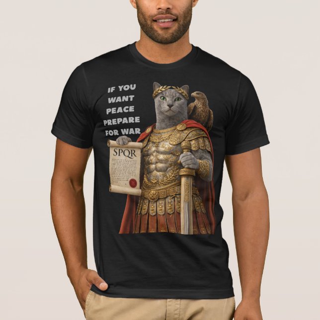 Rysk blå Caesar Katt T Shirt (Framsida)
