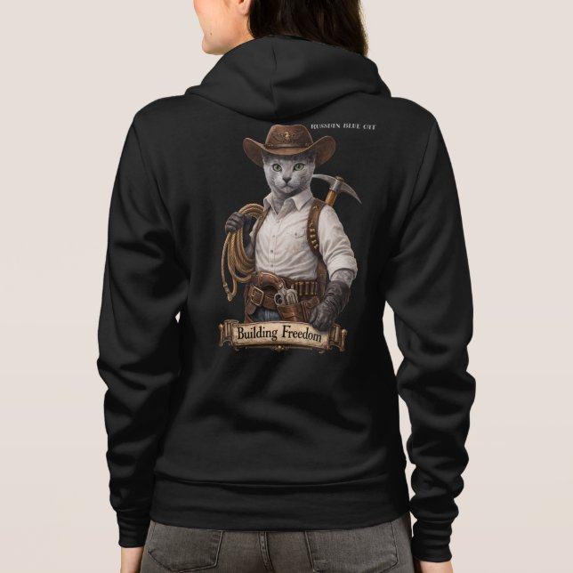 Rysk blå cowboykatt – Bygger frihet T Shirt (Baksida)