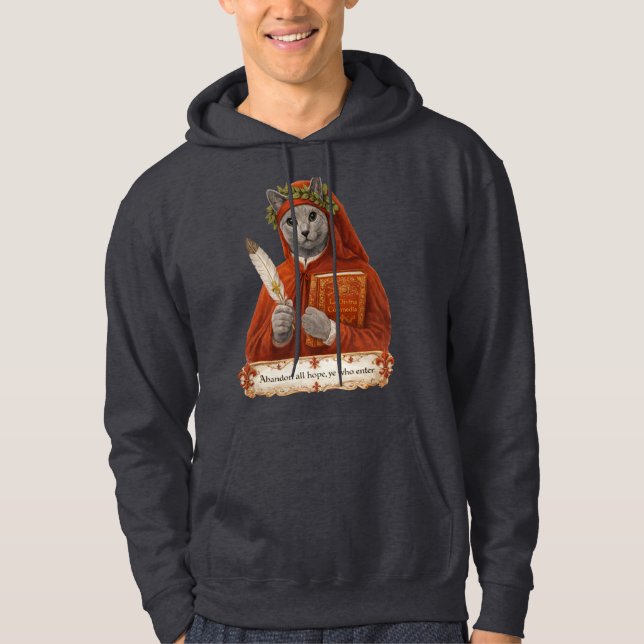Rysk Blå Dante Alighieri Katt Hoodie (Framsida)