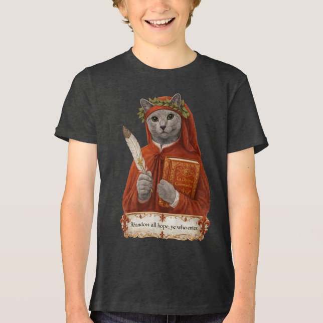 Rysk Blå Dante Alighieri Katt T Shirt (Framsida)