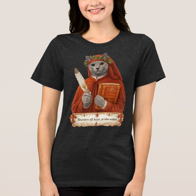 Rysk Blå Dante Alighieri Katt T Shirt (Framsida)