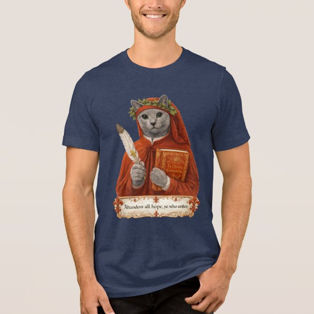 Rysk Blå Dante Alighieri Katt T Shirt (Framsida)