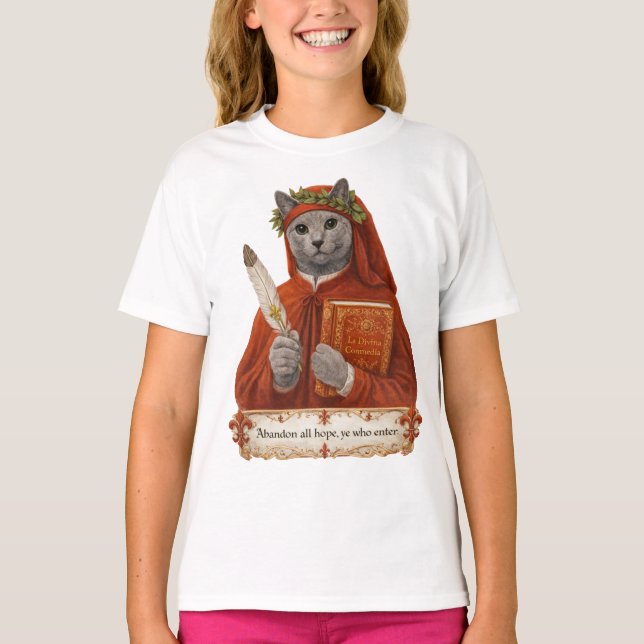 Rysk Blå Dante Alighieri Katt T Shirt (Framsida)