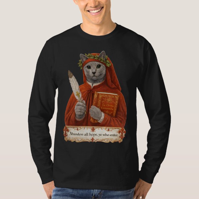 Rysk Blå Dante Alighieri Katt T Shirt (Framsida)