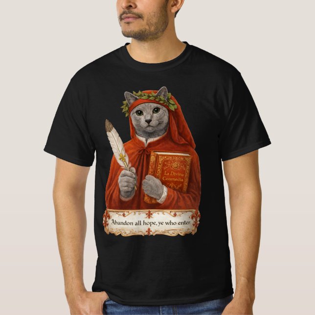 Rysk Blå Dante Alighieri Katt T Shirt (Framsida)