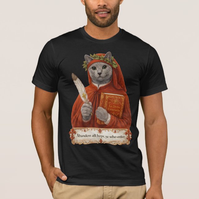 Rysk Blå Dante Alighieri Katt T Shirt (Framsida)