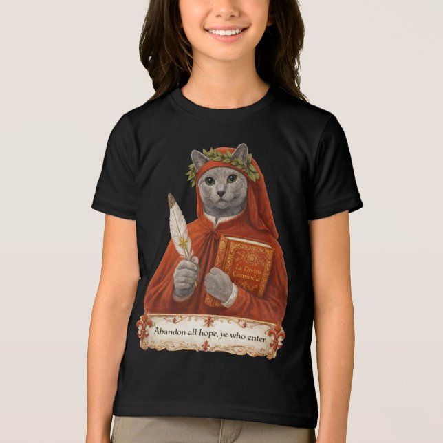 Rysk Blå Dante Alighieri Katt T Shirt (Framsida)