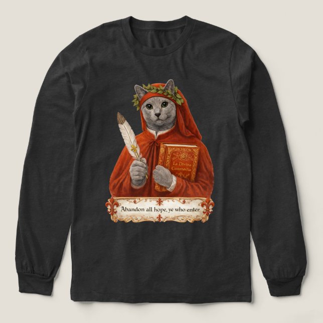 Rysk Blå Dante Alighieri Katt T Shirt (Design framsida)