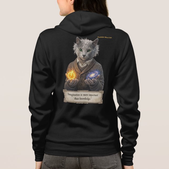 Rysk Blå Einstein Katt - Fantasi T Shirt (Baksida)