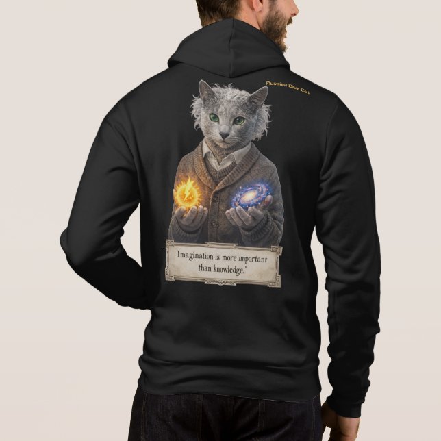 Rysk Blå Einstein Katt - Fantasi T Shirt (Baksida)