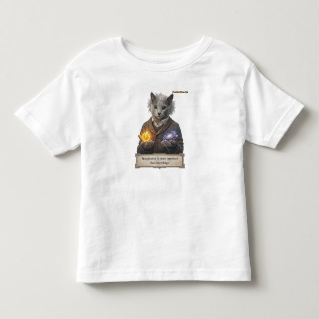 Rysk Blå Einstein Katt - Fantasi T Shirt (Framsida)